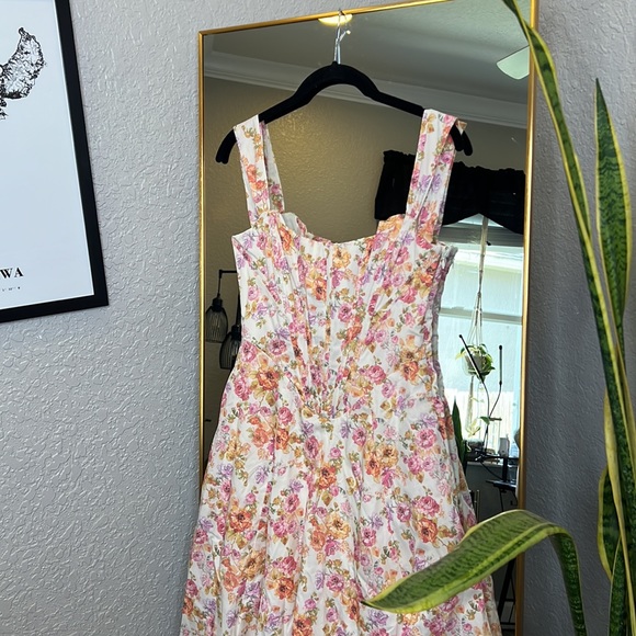 HOUSE OF CB 'Saira' Ivory Floral Midi Sundress NWOT - Picture 9 of 9